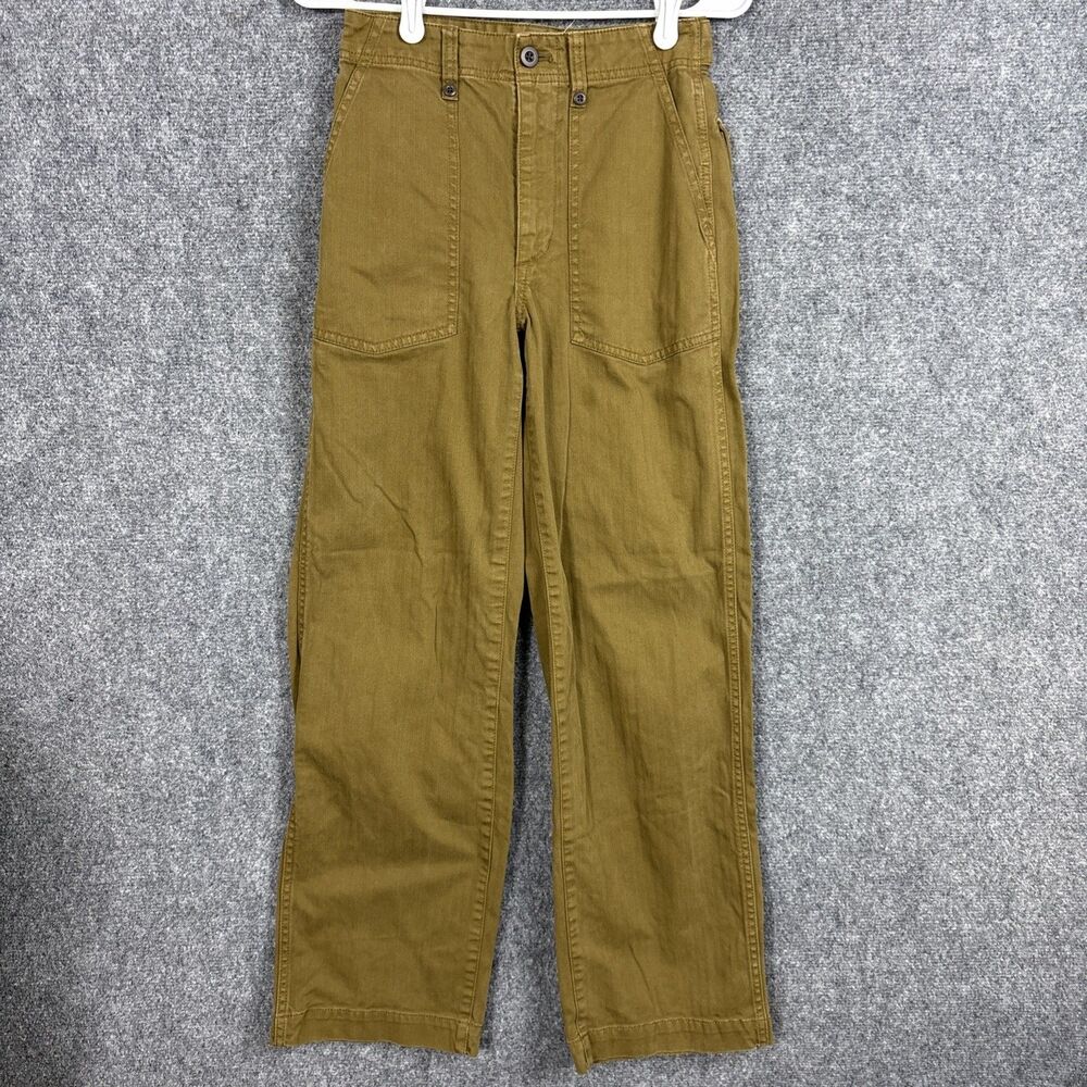 Madewell Straight Utility Pants Womens Size 24 Olive Green Military High Rise